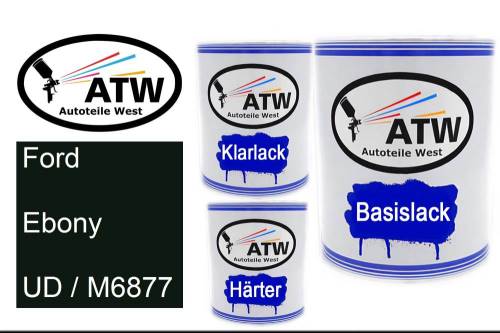 Ford, Ebony, UD / M6877: 1L Lackdose + 1L Klarlack + 500ml Härter - Set, von ATW Autoteile West.